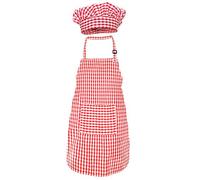 Jennice House Tablier et toque de chef pour enfants - Tablier de cuisine mignon pour enfants avec sangle de cou réglable et poches - Pour garçons et filles - 2 tailles