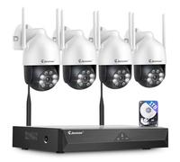 Jennov【5MP+360°】PTZ Kit Caméra Surveillance WiFi Extérieure, 10CH 5MP NVR | 4X5MP PTZ Caméra avec Audio Bidirectionnel, Vision Nocturne Couleur, Détection de Personne, Enregistrement 24/7, 1TB HDD