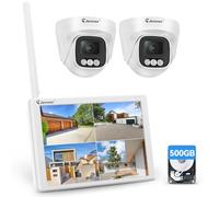 Jennov 5MP Kit Camera Surveillance WiFi avec 10" Moniteur, 10CH 5MP NVR, 4pcs 5MP Caméra IP WiFi avec Grand Angle 120°, Vision Nocturne Couleur, Détection Humaine, Enregistrements 24/7, 500 Go HDD