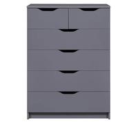 Commode Haute 6 Tiroirs Coloris Anthracite - JENNY - ALTOBUY Gris G