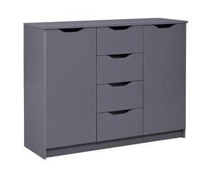 JENNY - Meuble 2 Portes 4 Tiroirs Coloris Anthracite