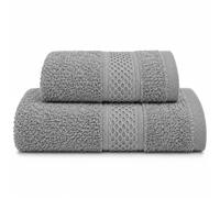 Jenny Sesal Lot de 2 Serviettes de Bain pour Visage et invité Gris Perle éponge de Haute qualité provenant du Portugal. Visage : 50 x 100 cm. Invité 38 x 58 cm
