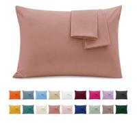 Jenny Sesal - Taies d'oreiller en Coton uni - Lot de 2 avec Fermeture à enveloppe - Très Doux et agréable au Toucher - Dimensions parfaites - 100% Pur Coton (Rose Ancien)