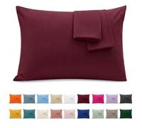 Jenny Sesal - Taies d'oreiller en Coton uni - Lot de 2 avec Fermeture à enveloppe - Très Doux et agréable au Toucher - Dimensions parfaites (Bordeaux)