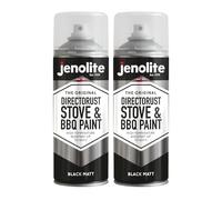 Jenolite Directorust Bombe aérosol pour barbecue et poêle | NOIR | 2x400 ml | Peinture haute température jusqu'à 650 °C | Barbecue, poêle, cheminées, brûleurs à bois, automobile, écrans anti-feu