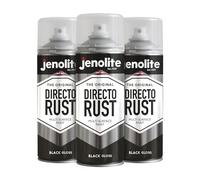 JENOLITE Directorust Bombe Peinture Brillante | NOIR | 3x400ml | Peinture Aérosol Anti-Rouille Pour Métal | Peinture Aérosol Brillante Multi-Surfaces Pour Bois, Métal, Plastique | RAL 9005