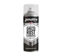 JENOLITE Directorust Peinture aérosol pour métal martelé | Noir | 400 ml | Peinture multi-surfaces pour métal | Peinture de finition martelée | Apprêt tout-en-un, sous-couche et couche de finition |