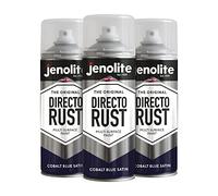 JENOLITE Directorust Peinture satinée | BLEU COBALT | Peinture en aérosol multi-surfaces | Bois, le Métal, le Plastique, la Céramique et les Surfaces Rouillées | 3 x 400 ml | RAL 5013