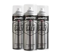 JENOLITE Peinture aérosol galvanisée au zinc brillant | Apprêt et couche de finition tout-en-un | 3 x 500 ml (protection supérieure contre la rouille et la corrosion)