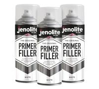 JENOLITE Peinture d'apprêt de remplissage en aérosol | BLANC | Apprêt flexible avec des propriétés de remplissage élevées | Remplit les petites bosses et rayures pour une finition lisse | 3 x 400ml