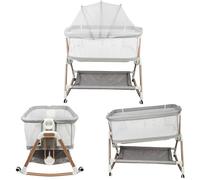 JEOBEST Berceau Cododo avec Moustiquaire, Lit Bébé, pour Bébés de 0 à 36 Mois, Roulettes Pliable - 90*60*90-115 cm