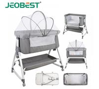 JEOBEST Berceau Cododo pour Bébé 2 en 1 - Lit évolutif - 6 Hauteurs Réglables - Pliable - Lit d'appoint - 80*40*100-116cm