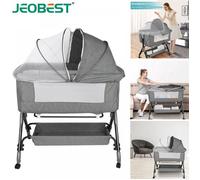 JEOBEST Berceau Cododo pour Bébé 2 en 1 - Lit évolutif avec Roues - Lit Bébé Pliable - Réglable en Hauteur