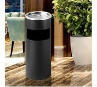 JEOBEST® Cendrier Extérieur Intérieur sur Pied Poubelle en Acier Noir Chormé 12 L