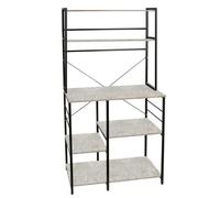 JEOBEST Étagère de Cuisine avec 5 Niveaux, Support pour Micro-Ondes, Meuble de Rangement Moderne, 90 × 40 × 168 cm, Gris