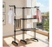 JEOBEST Étendoir à Linge sur Pieds, Extensible, Séchoir à Linge Pliable, pour Intérieure/Extérieure, 75-142,5 x 64 x 170cm