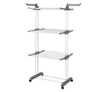 JEOBEST Etendoir Linge Intérieur et Extérieur, 4 Niveaux Séchoirs à Linge Pliable, Grande Seche Linge Etendoir avec Roues