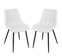 JEOBEST. Lot de 2 chaises de cuisine blanches, chaises design, cuir PU imperméable
