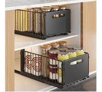 JEOBEST Meuble Sous-Evier Étagère en Fil Métallique, Capacité de 10kg, Organiseur de Rangement pour Cuisine 24 × 37,5 × 18cm