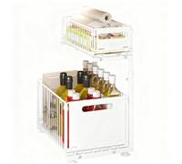 JEOBEST Organisateur Rangement sous Évier en Métal, 2 Niveaux Étagère sous Évier Coulissant de Cuisine avec Hauteur Réglable