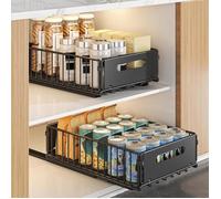 JEOBEST Organiseurs de Tiroirs - Meuble Sous-Evier - 2 Tiroirs Télescopiques - Tiroirs Coulissants pour Cuisine - 24×37,5×10cm