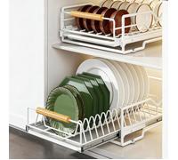 JEOBEST Panier Tiroir pour Meuble de Cuisine, 2 Niveaux Organisateur Etagère de Rangement pour Cuisine Salle de Bain 30×40×33cm