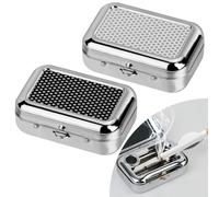 JEPELUS Lot de 2 mini cendriers portables d'extérieur avec couvercle anti-odeurs pour terrasse extérieure, cendrier de poche pour voyage, coupe-vent, bonne étanchéité, élimination des mégots de