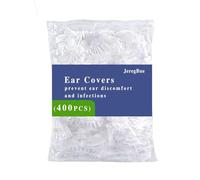 JeregBue Lot de 400 cache-oreilles jetables imperméables pour douche, natation et teinture des cheveux - Bouchons d'oreilles élastiques en plastique transparent pour salon, voyage, adultes et usage