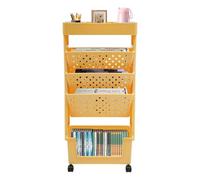 Jerool Chariot à roulettes multifonction fin, porte-revues, chariot de bricolage pour enfants, maison, bureau, pour ranger des magazines, documents, tasses et bien plus encore (orange)