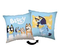 Jerry Fabrics Coussin réversible Bluey & Bingo - 40x40 cm - Sous licence officielle - Doux et confortable - Design double face