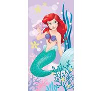 Jerry Fabrics Disney Ariel Little Mermaid Serviette de plage 70 x 140 cm | Douce et absorbante 100 % coton | Pour enfants | Design rose vif | Séchage rapide et légère | Cadeau pour les fans d'Ariel