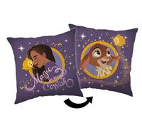 Jerry Fabrics Disney - Coussin Carré en Polaire Wish, Asha Et La Bonne étoile - Violet/doré - 35 X 35 Cm