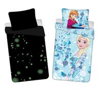 Jerry Fabrics Taie d'oreiller en coton 70x90 Frozen Anna Elsa Ice Age 140x200, glow in the dark