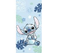 Jerry Fabrics Disney Lilo & Stitch « Ohana Blue » Serviette de Plage et de Bain | Grande Taille 70 × 140 cm | Tissu éponge 100% Coton Doux et Absorbant | Serviette de Bain, Piscine et Plage pour