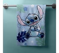 Jerry Fabrics Disney Lilo & Stitch « Ohana Blue » Serviette de Plage et de Bain | Grande Taille 70 × 140 cm | Tissu éponge 100% Coton Doux et Absorbant | Serviette de Bain, Piscine et Plage pour