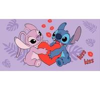 Jerry Fabrics Disney Lilo & Stitch Serviette de plage Motif Stitch & Angel Baiser 70 x 140 cm 100 % coton