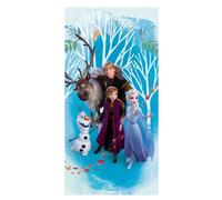 Jerry Fabrics Disney - Serviette De Plage en Coton la Reine des Neiges : Bleu- Multicolore - 70 X 140 Cm