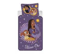 Jerry Fabrics Disney Wish Shine on - Parure de lit Simple, Housse de Couette et taie d'oreiller, 100% Coton, Taille européenne