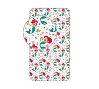 Jerry Fabrics Drap-Housse Simple Ariel Friends - Parure de lit 100% Coton - Confortable et Respirant - Mignon Motif Princesse Disney Ariel