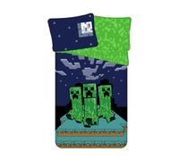 Jerry Fabrics – Parure de lit en coton Minecraft Creeper 2" Bleu/Vert 140 X 200 Cm