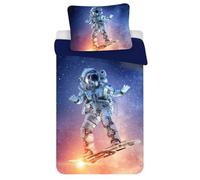 Jerry Fabrics Parure de lit Enfant Astronaute Espace étoiles Couette 140x200 + Oreiller 70x90 cm 100% Polyester