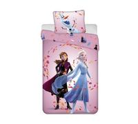 Jerry Fabrics Parure de lit enfant Reine des Neiges Anna Elsa - Housse de couette 140 x 200 cm + taie d'oreiller 50 x 70 cm - 100 % coton - Violet