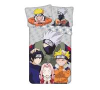 Jerry Fabrics Parure de lit pour Enfant : Housse de Couette 140 x 200 cm et taie d'oreiller 70 x 90 cm Motif réversible Naruto 100% Coton pour garçons et Filles