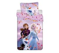 Jerry Fabrics Parure de lit pour enfant La Reine des Neiges - Avec housse de couette 140 x 200 cm et taie d'oreiller 70 x 90 cm - En coton certifié Öko-Tex Standard - Pour fille - La Reine des Neiges