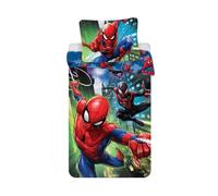 Jerry Fabrics Spiderman Character Literie pour Enfants avec Fermeture à Glissière; Housse de Couette 140 x 200cm et Taie d'oreiller 70 x 90cm, Coton, Multicolore, 200x140x0.5 cm