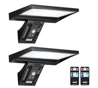 JESLED Lampe Solaire Exterieur 5200mAh, 104LED Eclairage Exterieur Solaire avec Télécommande, Blanc lumière du jour 6000K Lumiere Solaire Exterieur, 4 Modes Projecteur pour Jardin, Cour, 2 Paquet