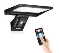 JESLED Lampe Solaire Exterieur 5200mAh, 104LED Eclairage Exterieur Solaire avec Télécommande, Blanc lumière du jour 6000K Lumiere Solaire Exterieur, 4 Modes Projecteur pour Jardin, Cour
