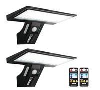 JESLED Lampe Solaire Exterieur, 90 LED Lumiere Solaire Exterieur avec Détecteur de Mouvement, 2600mAh 4 Modes Projecteur Solaire, 3000K-6000K Lampe Solaire avec Télécommande pour Jardin, 2 Paquet