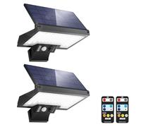 JESLED Lampe Solaire Extérieur avec Télécommande pour Jardin 3 températures de couleur De Mouvement, 2600mAh, 4 Modes, Applique Murale De Sécurité étanche Sans Fil, 2 Paquet
