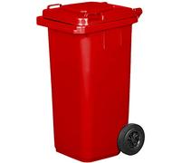 jestic Bidon chariot à déchets poubelle roues en caoutchouc plein silencieux pour collecte différenciée recyclage intérieur extérieur EN840 (120 litres, rouge)